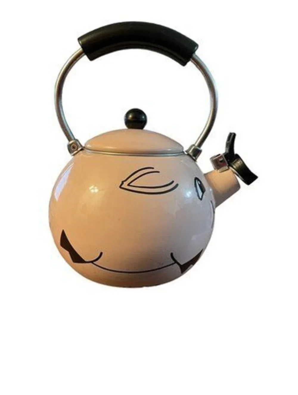 Vintage Kamenstein Pink Pig Teapot Enamel Tail Whimsical Kitchen Decor Farm